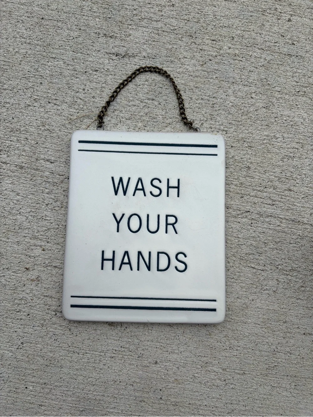 Classic White 'Wash Your Hands' Ceramic Vanity Sign